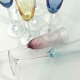 Set of 10 colorful champagne flutes