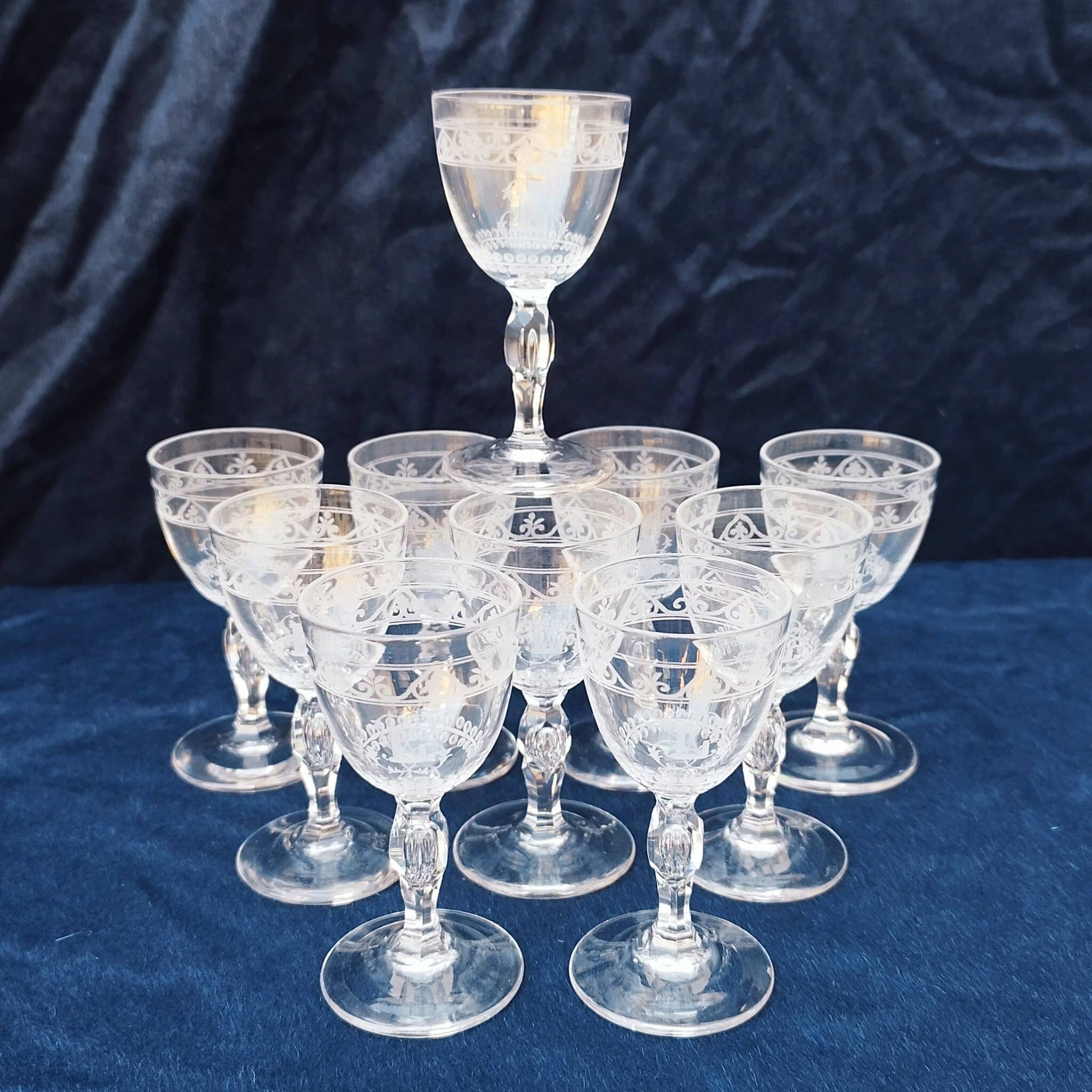Baccarat crystal port/aperitif glasses monogram