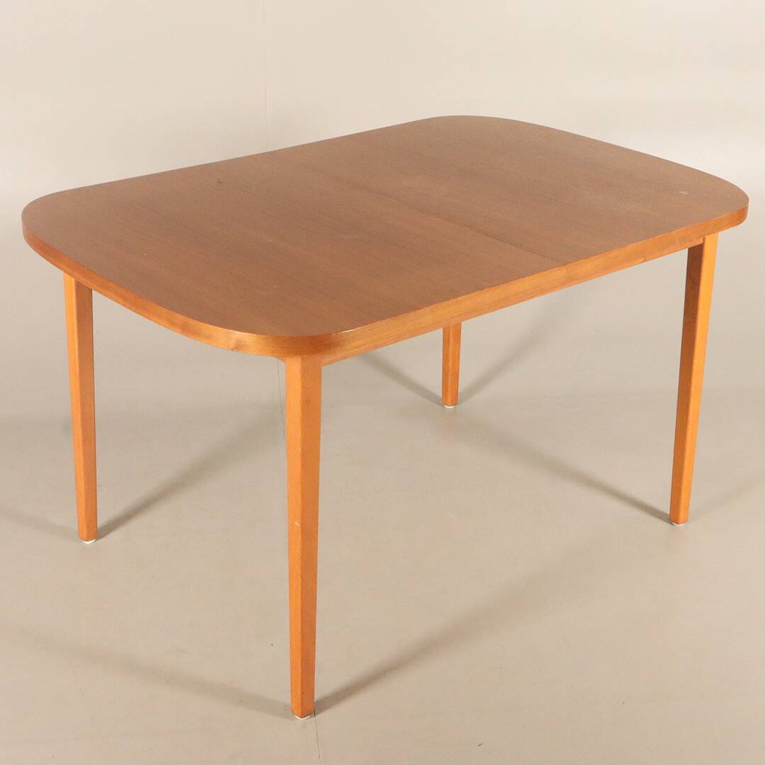 Vintage teak dining table with 2 extensions 1960 suede