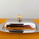 Silver metal butter dish