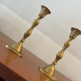 Pair of brass candle holders