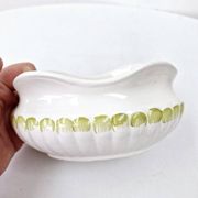 Large Asparagus Dish With Vintage Ceramic Barbotine Saucepan