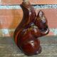 Vintage Brown Glazed Stoneware Squirrel-Shaped Bottle + Cork