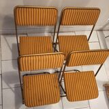 Foldable Lafuma chairs striped fabric and golden base