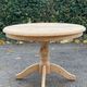 Extendable round dining table with central leg renovated in raw solid wood 105cm