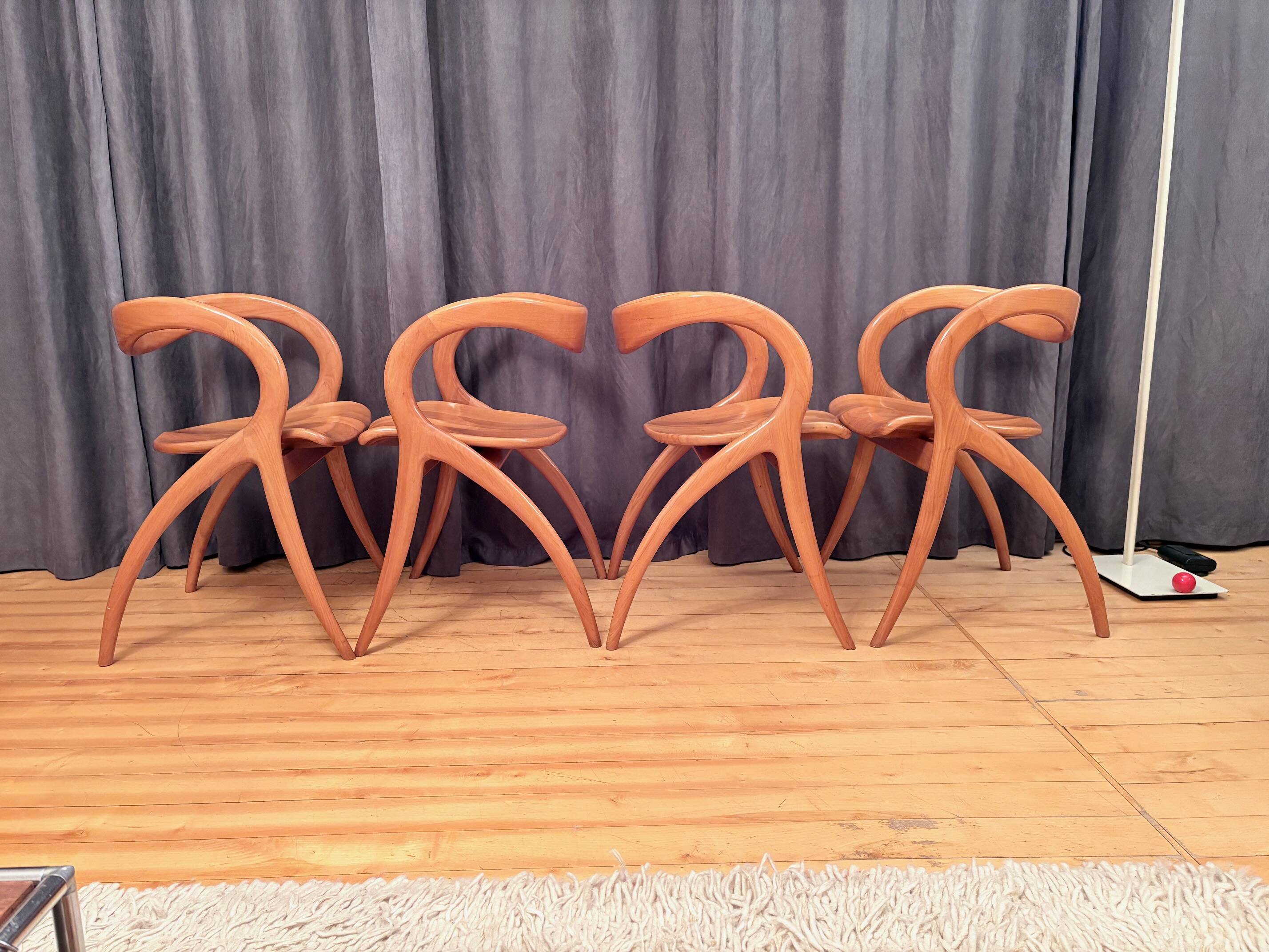 Set of four chairs designed by A. Sibau, Italy, 1980s.