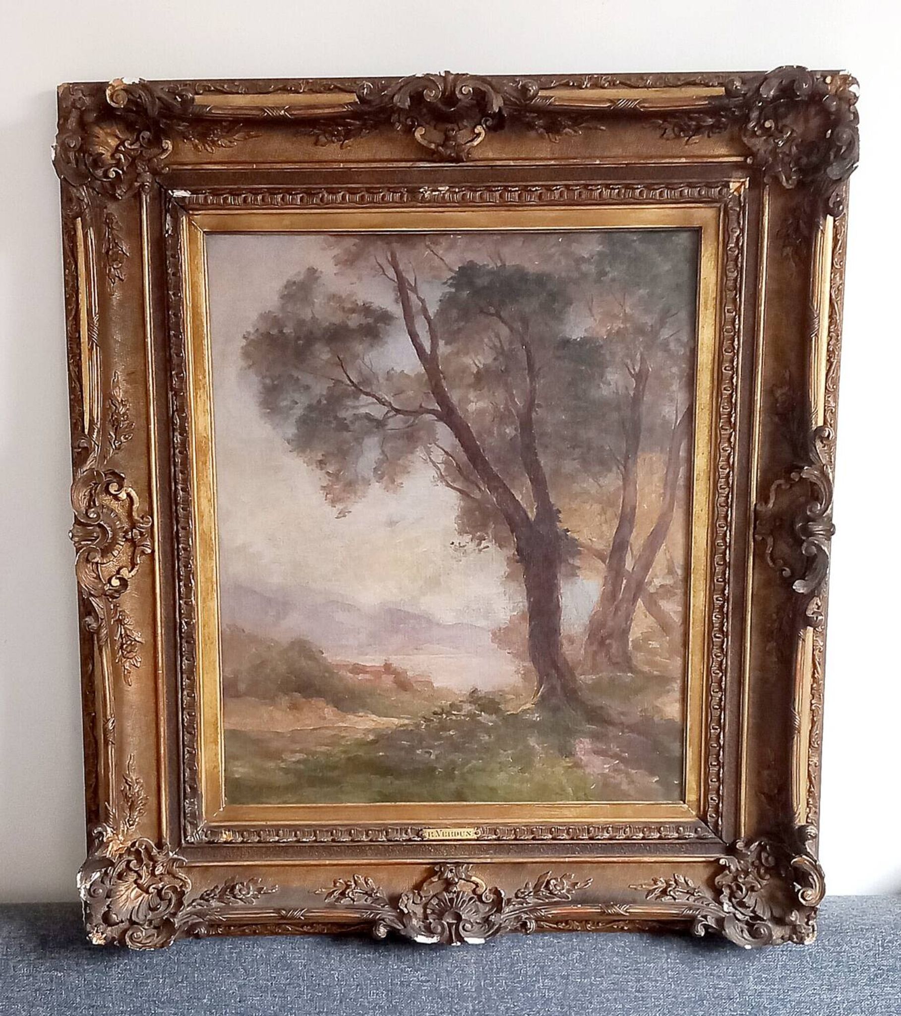 Old painting Late 19th century - R VERDUN (1873-1954) - Around the chin - 81*71.5 cms