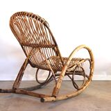 Rocking chair in bamboo and rattan, 1950