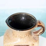 Vintage vase W-Germany, 1960s, thick lava vase with flowers.