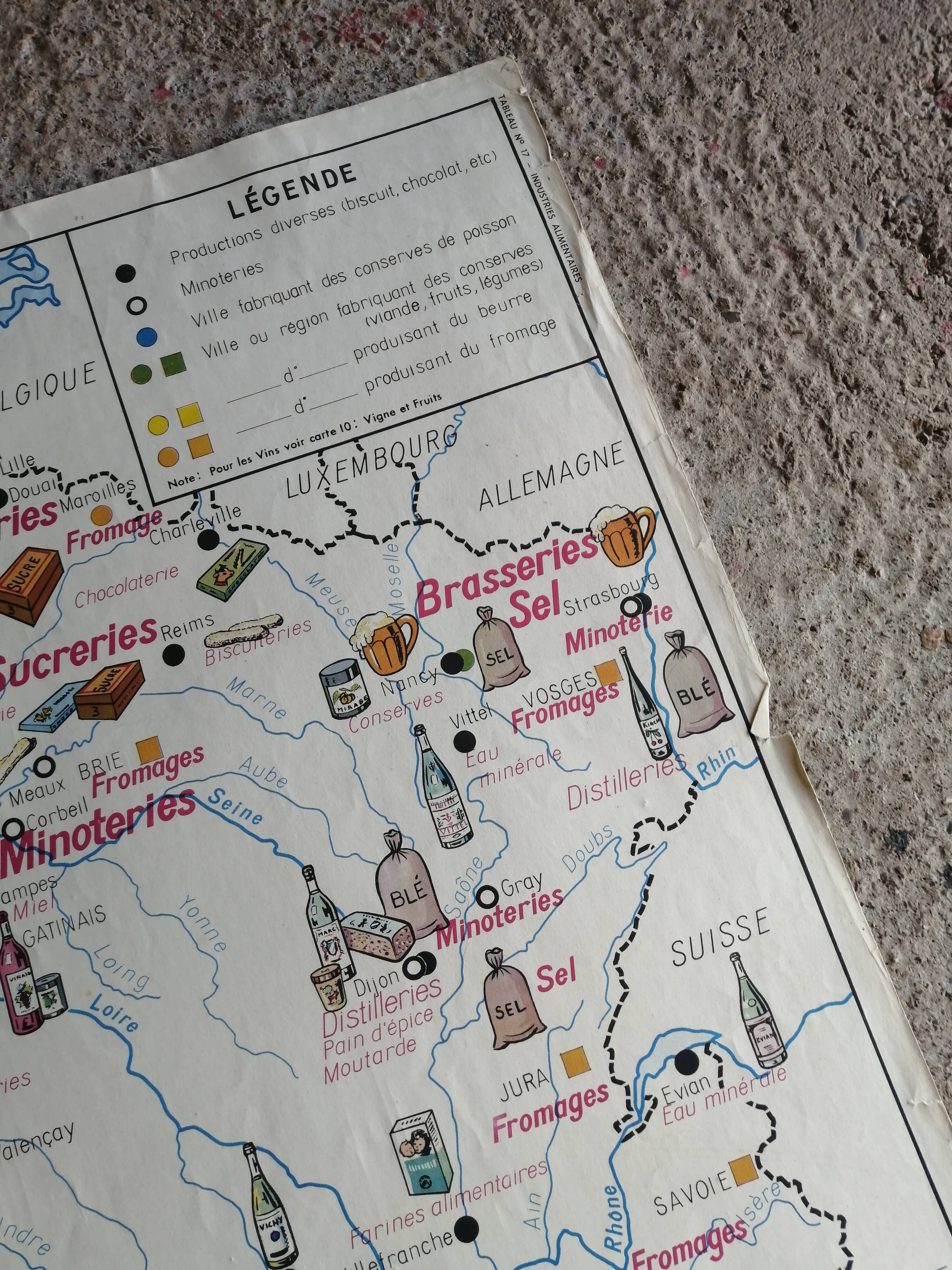 Ancienne carte scolaire MDI : France population et Industrie