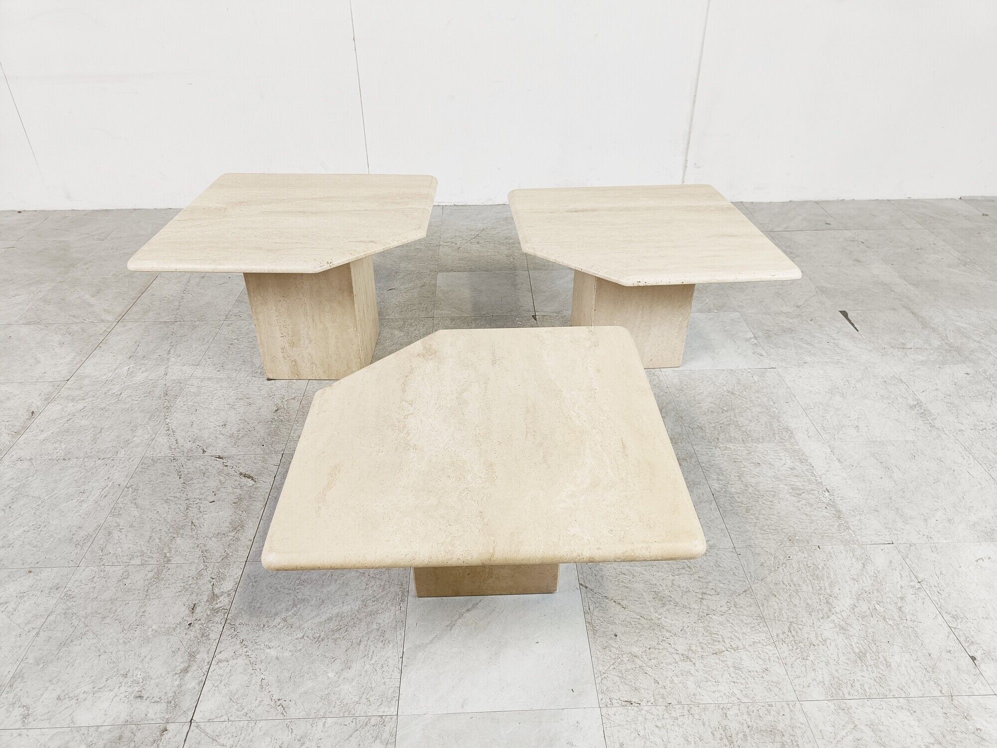 Vintage travertine nesting tables or side tables, 1970s
