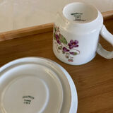 Tasse Violettes tisanière / théïère Pillivuyt complète