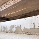 XL farmhouse table in solid oak, brutalist style, 20th century.