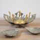 Ashtray in metal and brass, removable petals flower