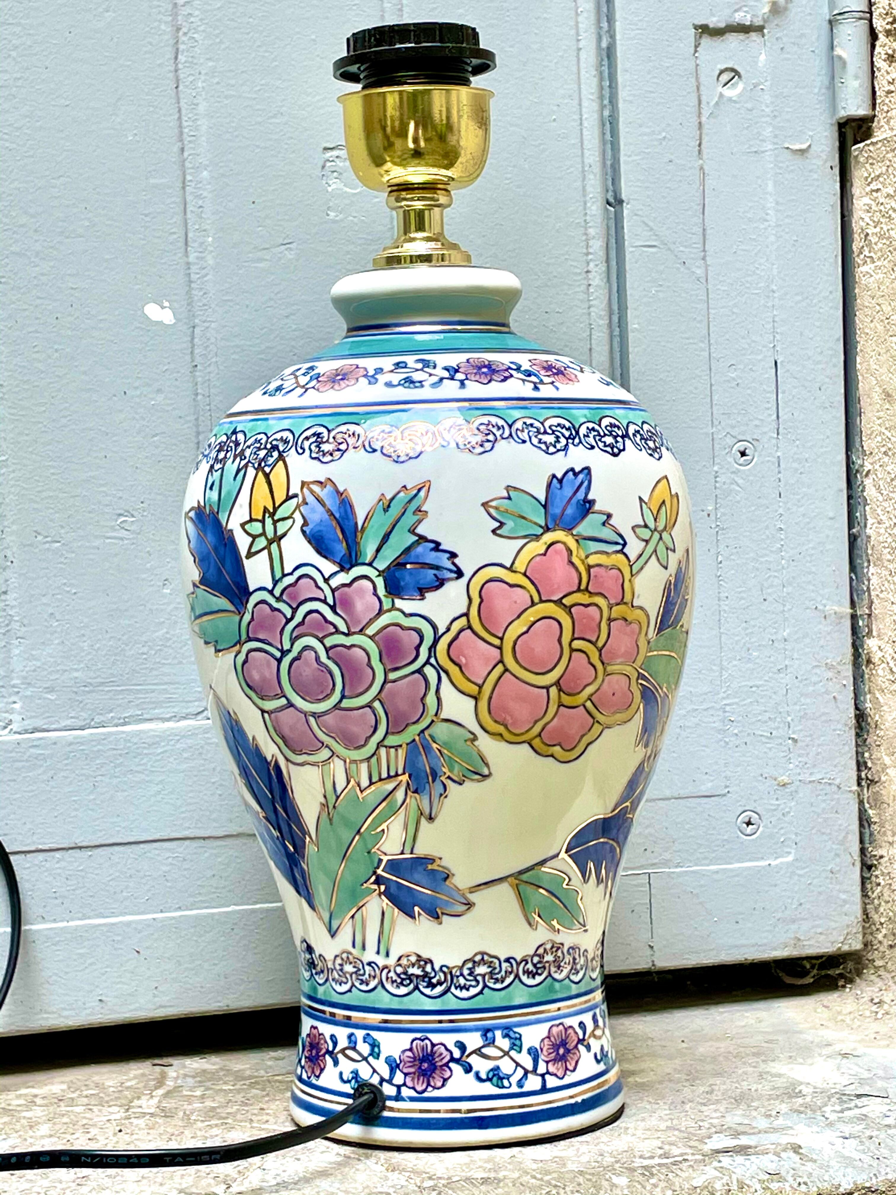 Vintage lamp foot, hand painted