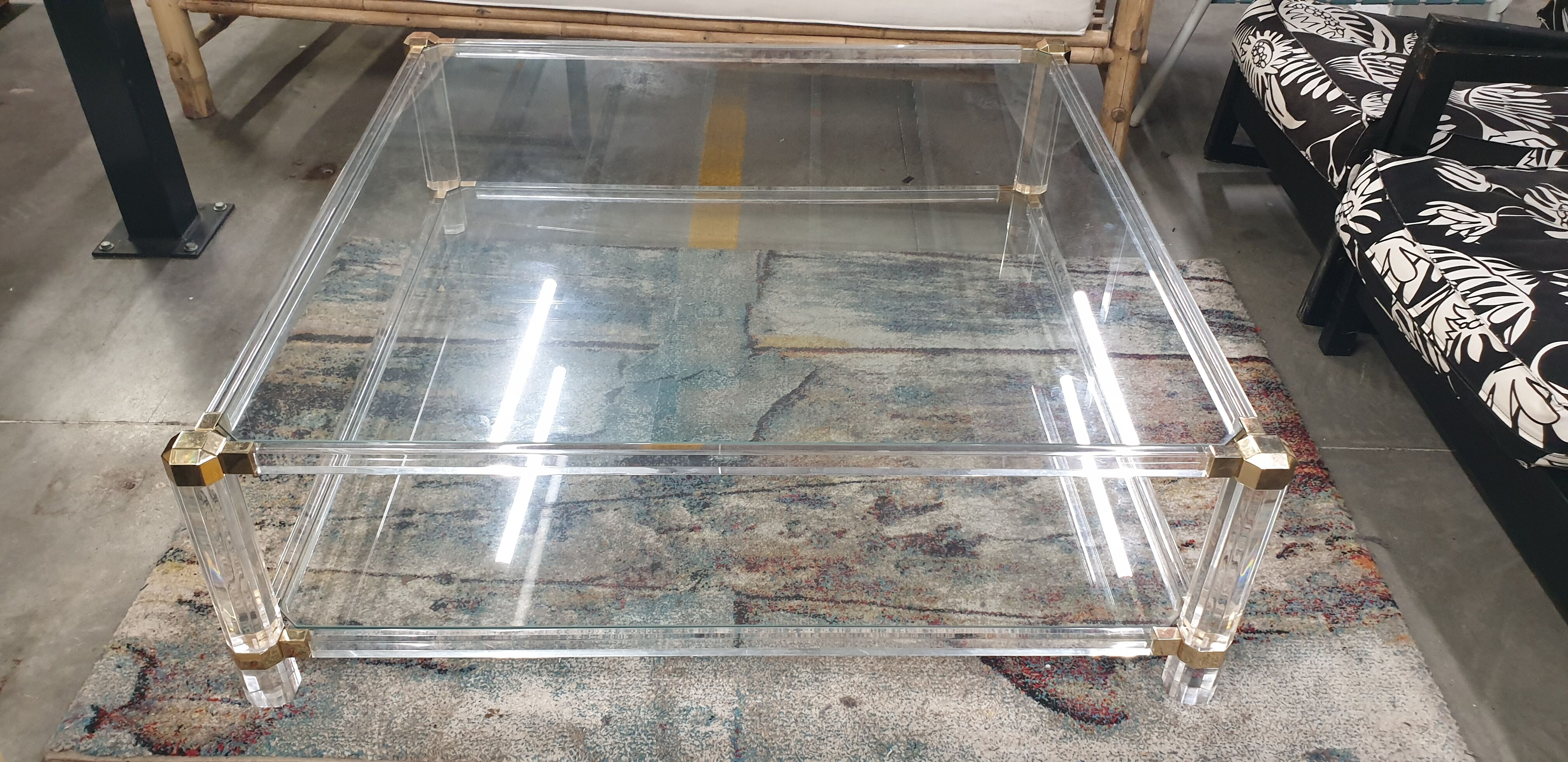 Rectangular glass coffee table, 1970/80
