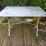 White Carrara marble bistro table circa 1900.
