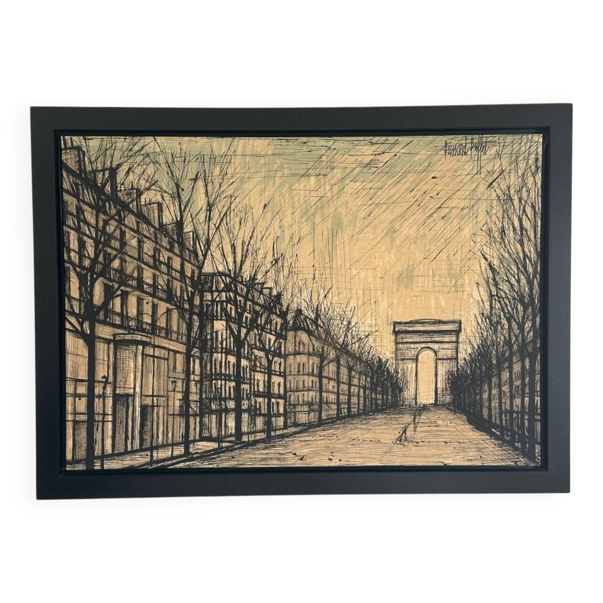 Bernard Buffet painting “Champs-Élysées and Arc de Triomphe” Print on t