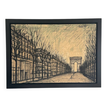 Bernard Buffet painting “Champs-Élysées and Arc de Triomphe” Print on t
