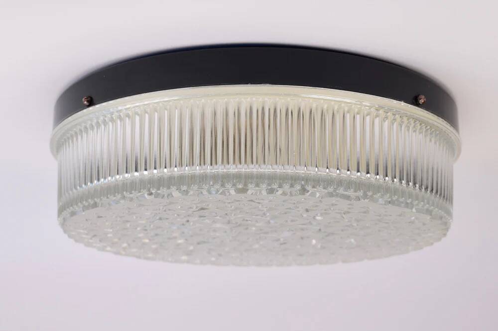 Atomic Age Glass Ceiling Light by Wila