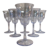 Blue crystal wine glasses x6