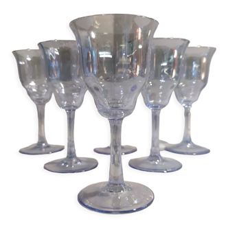 6 verres à vin en cristal bleu