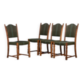 Vintage Brutalist Oak Dining Chairs by Henning Kjærnulf, 1960s, Set of 4
