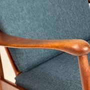 Mid-century teak armchair easy chair reupholstered 60s vintage