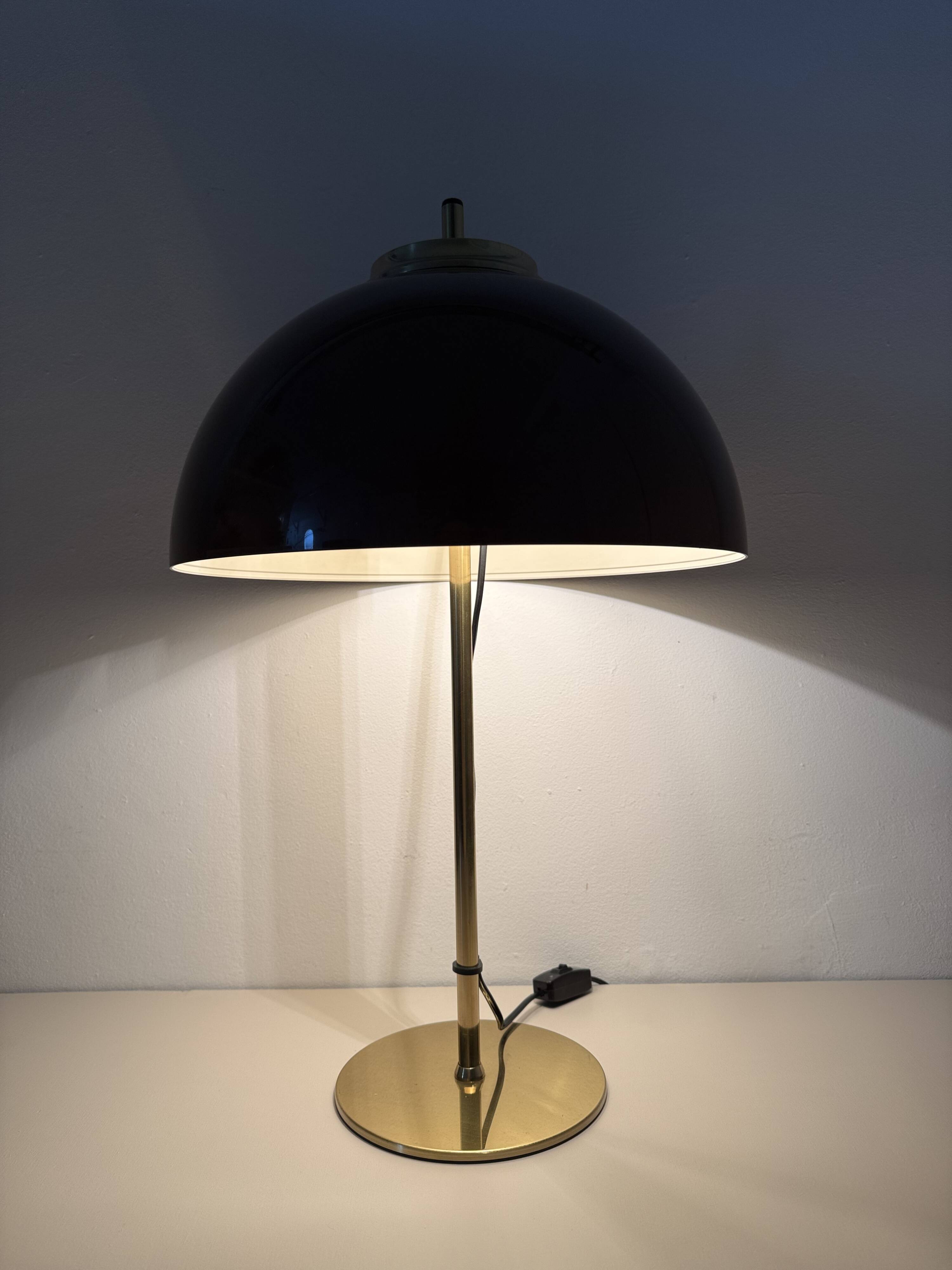 Vintage Mushroom table lamp with gold metal base , 1970s