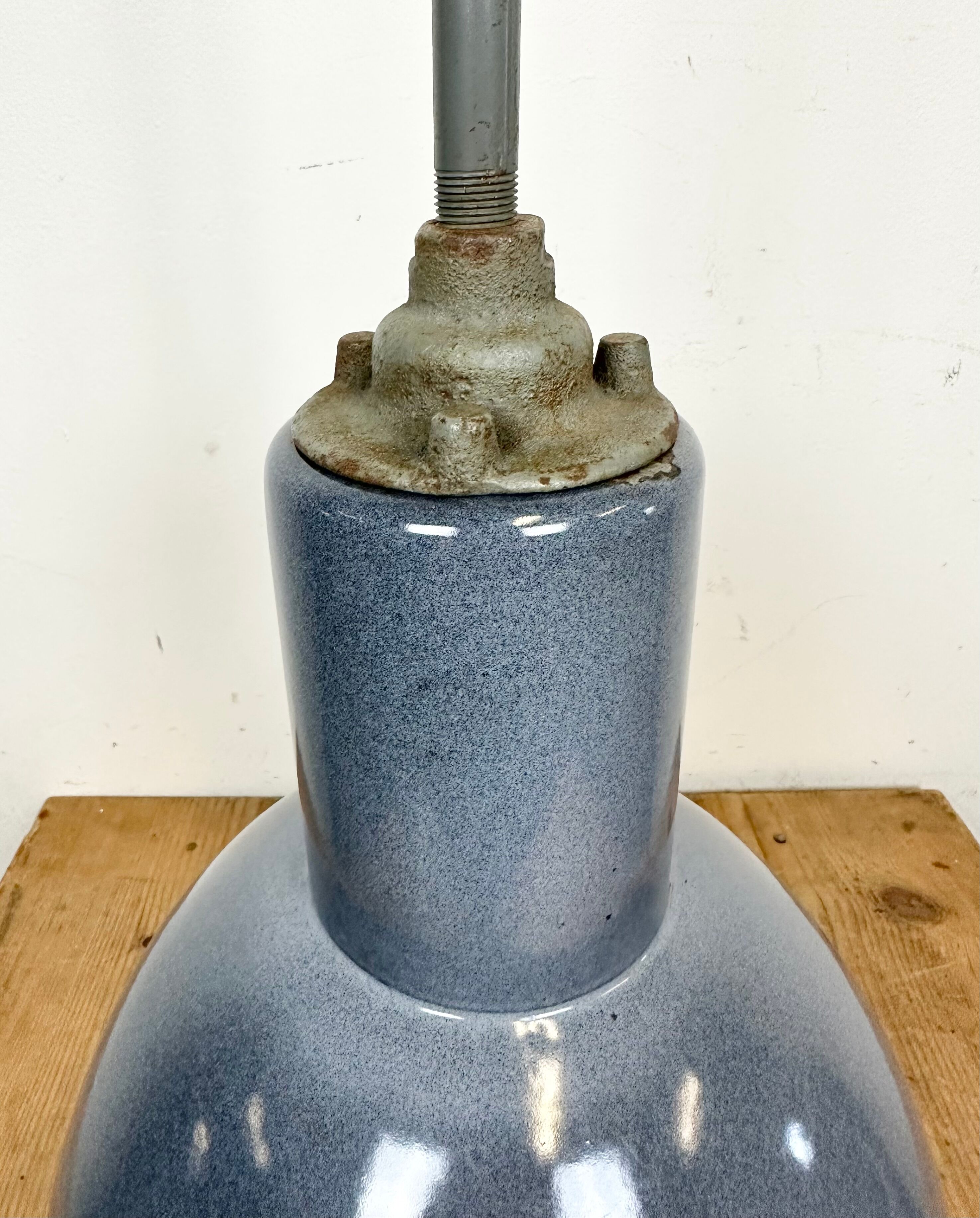 Industrial grey enamel ceiling lamp from Elektrosvit, 1950s