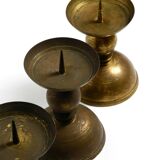 4 rare large heavy Mid Century brass candlesticks from a Bavarian church