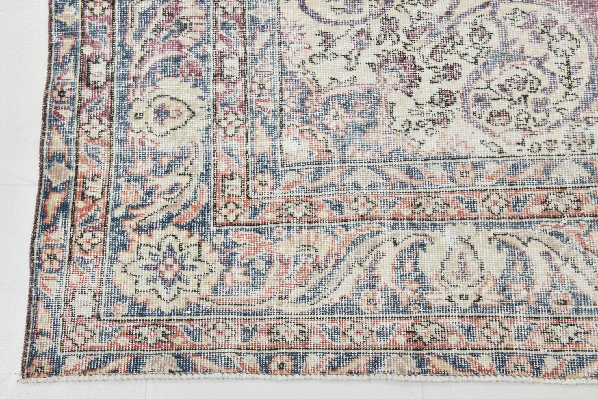 7x10 Faded Grey Beige Turkish Vintage Rug, 216x304Cm