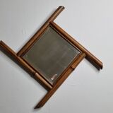 Vintage bamboo diamond mirror, beveled glass, 52 cm