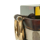 Ensemble de 2 cendriers en verre épais et cuir sellier piqué