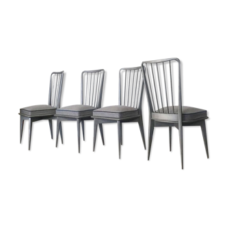 4 Chairs with vintage bars 60s cast iron gray