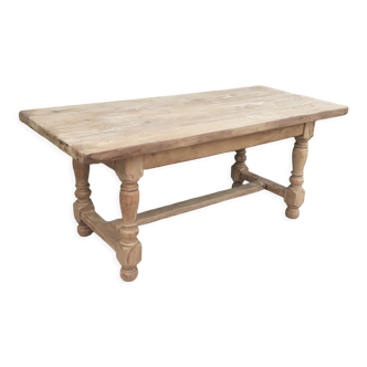 Farm table 1 drawer solid chestnut wood old raw wood 18th century