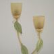 Vintage Italian Double Light Table Lamp Green Leaves Glass Shades