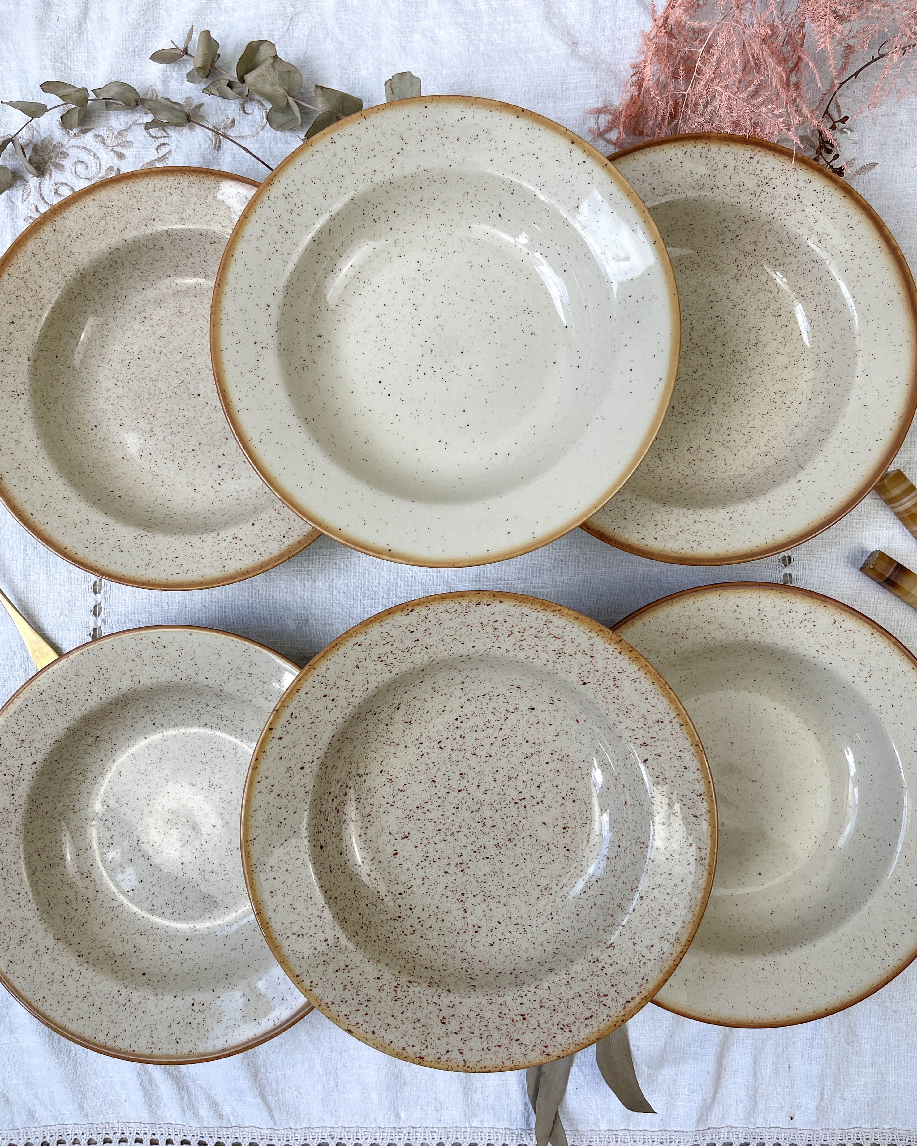 6 Tulowice stoneware soup plates