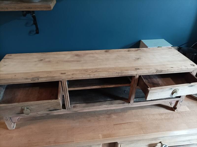 Furniture with drawers on solid wood air-gummed desk