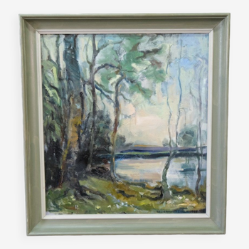 Astri Ekengren-Larsson, Swedish Modern Landscape, 1960s, Oil on Panel, Framed