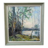Astri Ekengren-Larsson, Swedish Modern Landscape, 1960s, Oil on Panel, Framed