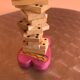 Jouet ancien jeu de dominos en bois avec personnage de clown
