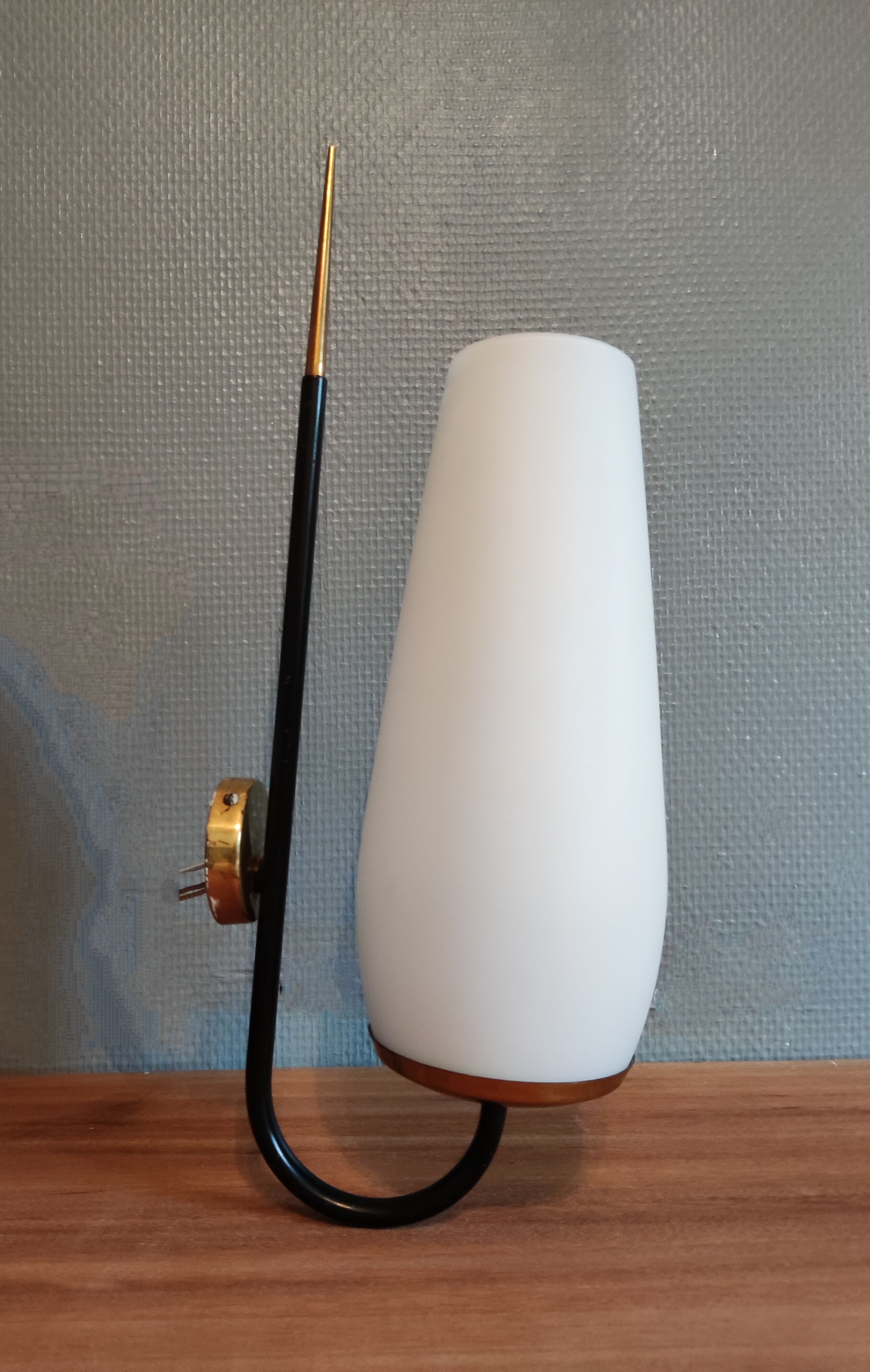 Brass and white opaline wall light