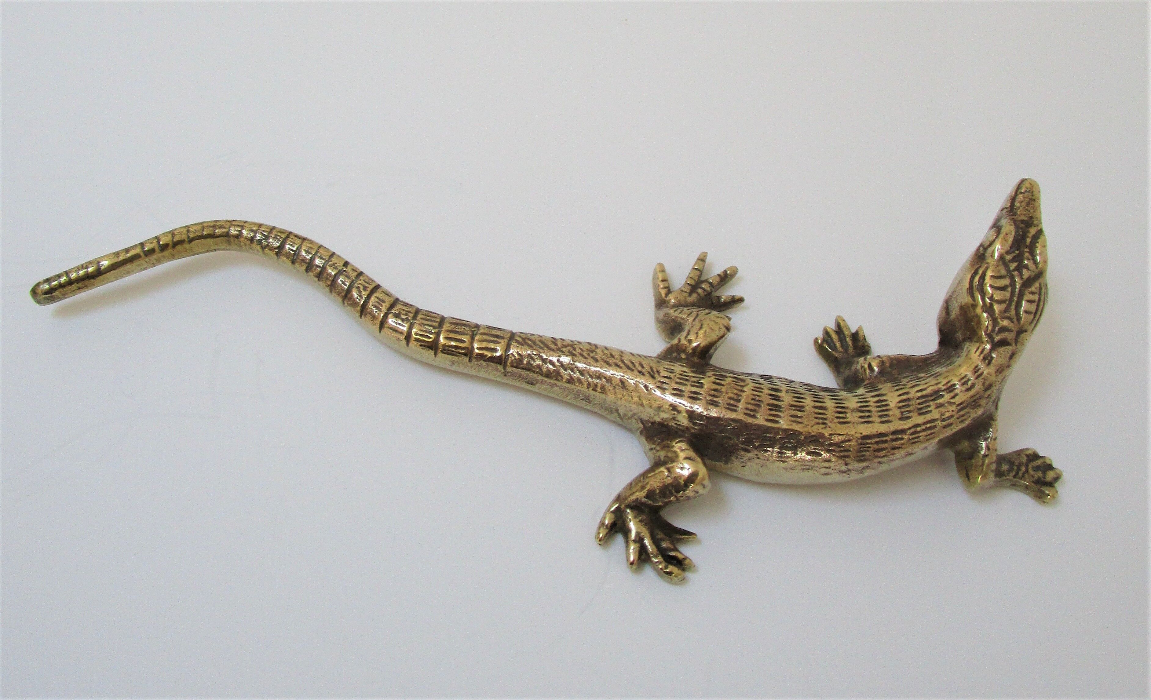 solid brass lizard gilded bronze 70s