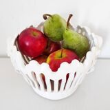 Openwork earthenware fruit bowl with grape decoration