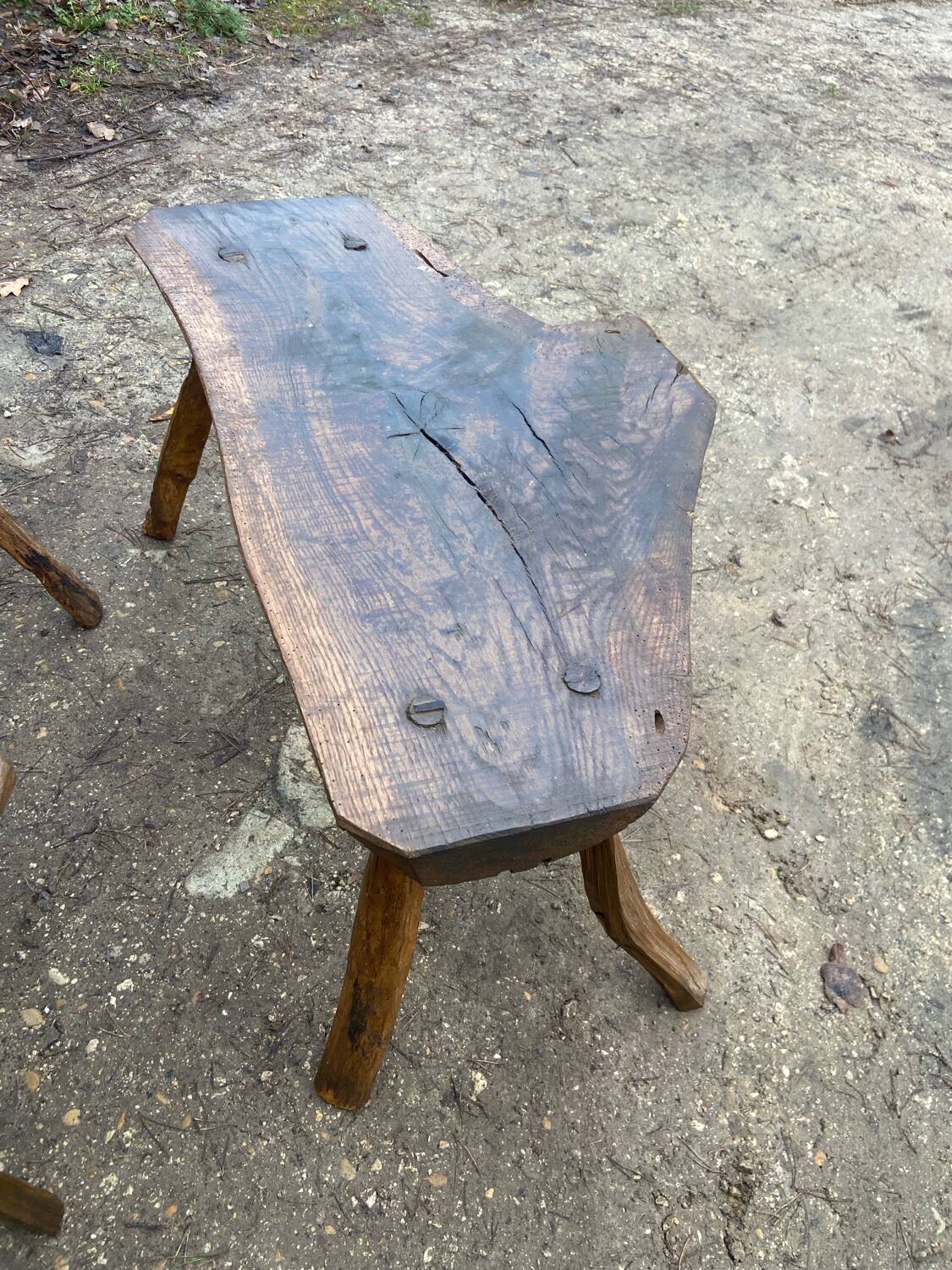 Ensemble tabourets et banc brutalisas années 50