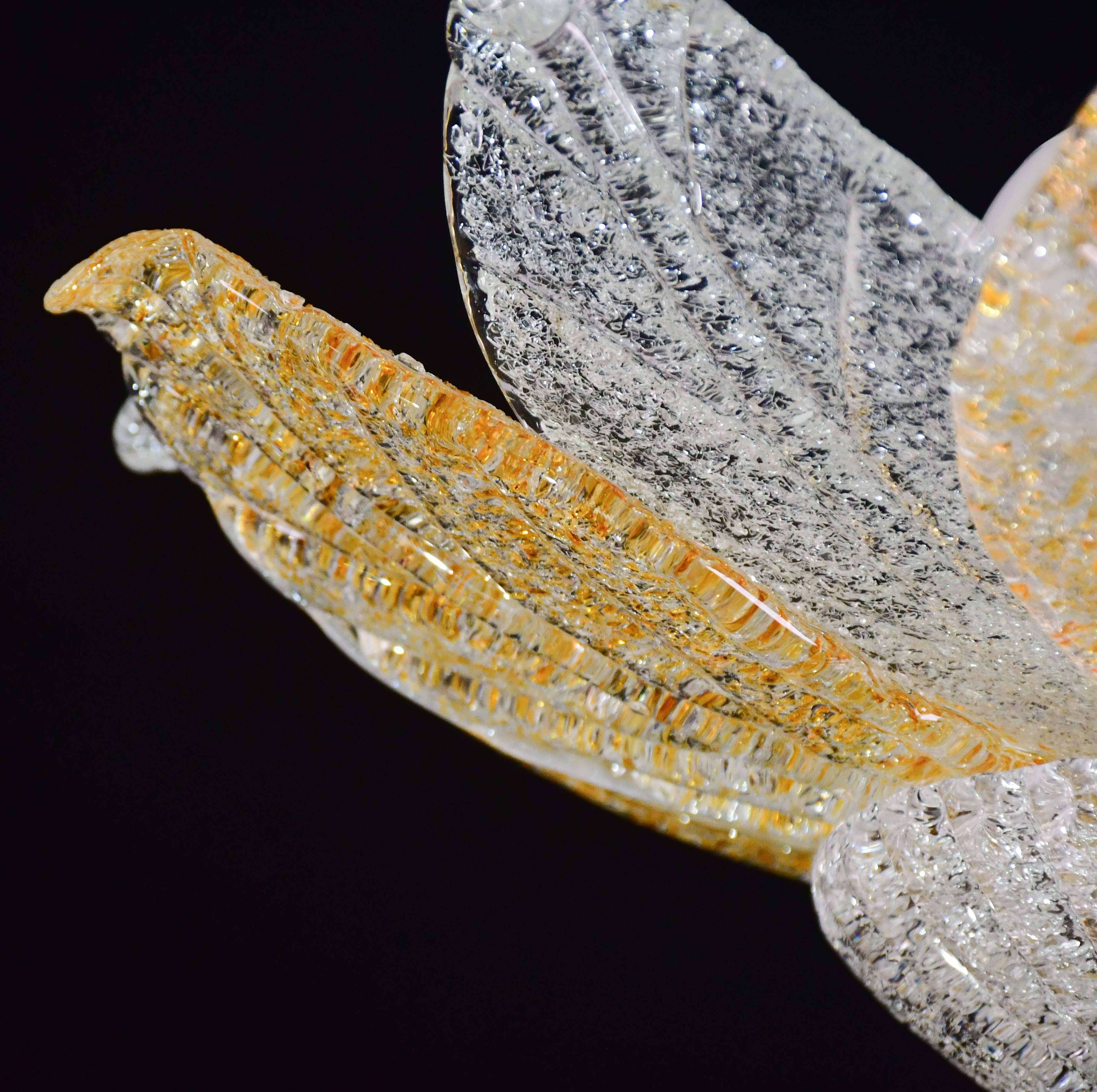 Petite vintage Italian Murano glass amber and transparent ceiling light