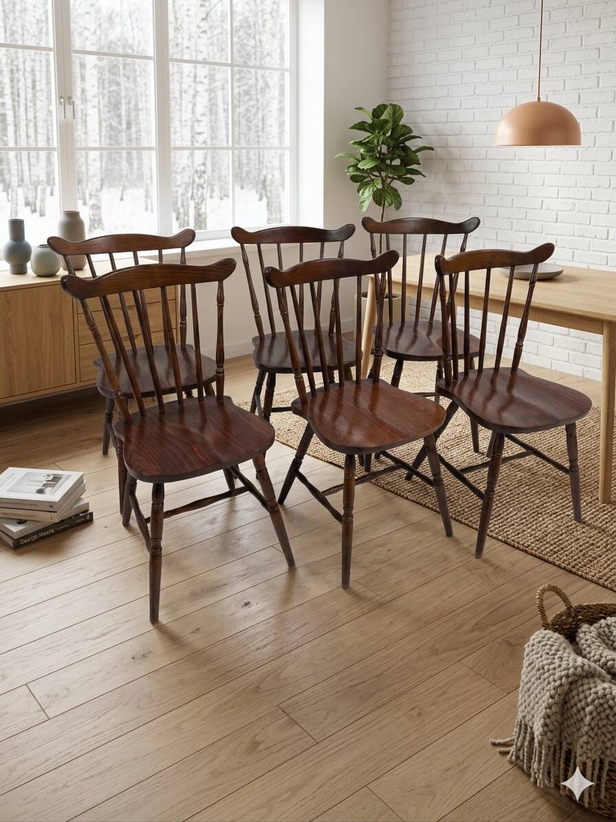 6 western beech chairs from the 1960s