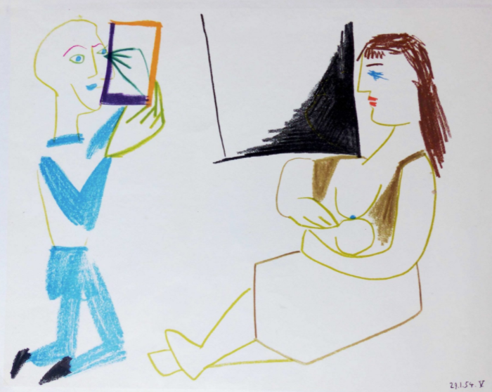 Lithograph Pablo Picasso Drawings by Vallauris plate V 1954