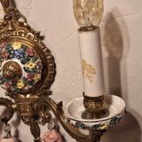 Mid century Spanish Boho ceramic and brass wall light